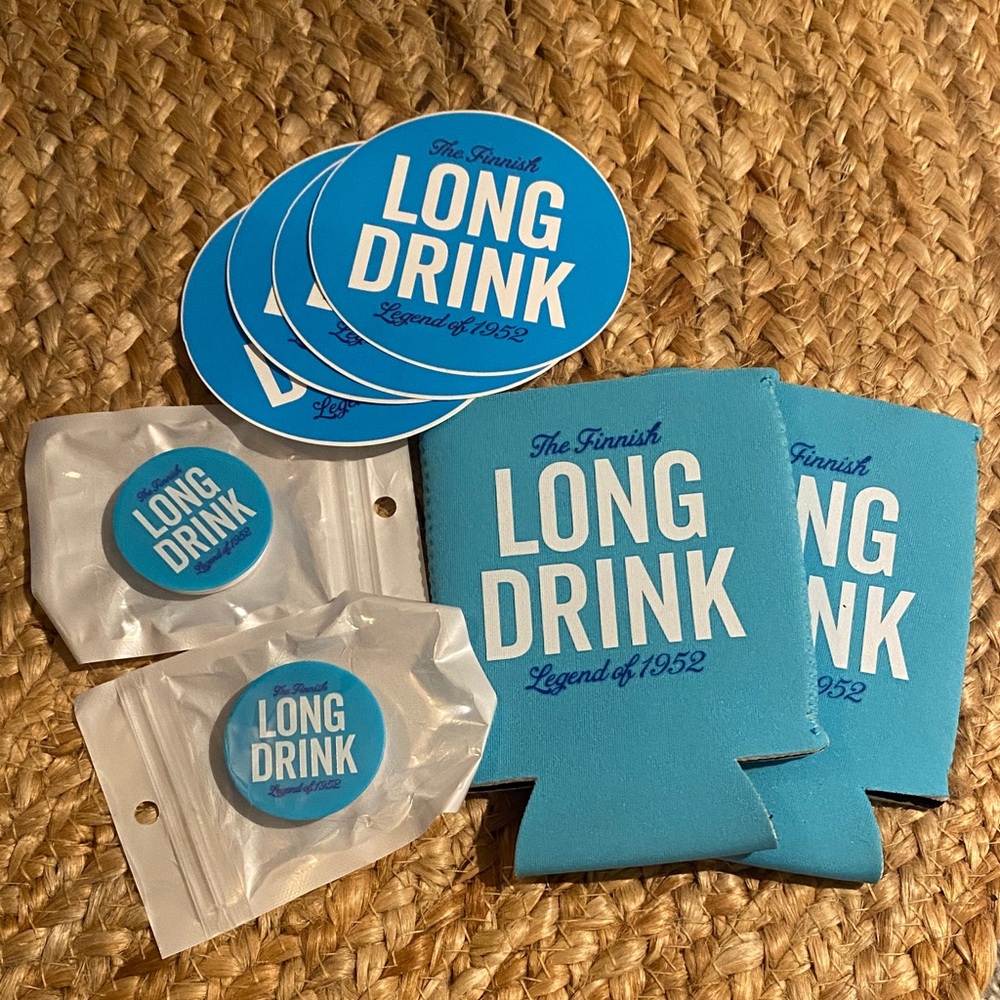 Long Drink Koozies, Stickers, and Pop-Its Set